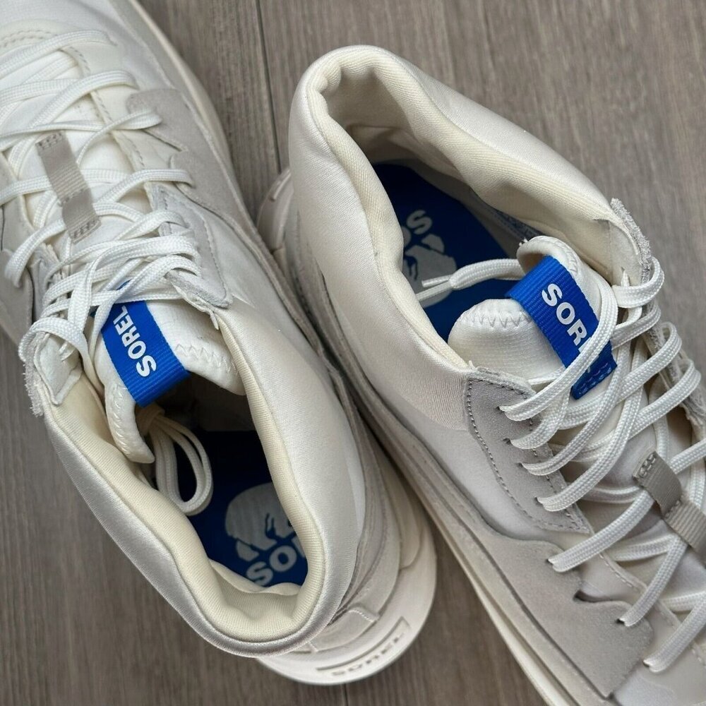 Sorel Shoes Womens Sz 12 Out N' About 503 Lace Up Mid Sneaker Suede Off White - Picture 10 of 12